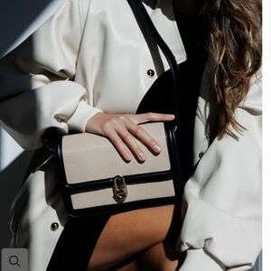 JULES KAE Black & Beige Faux Leather Crossbody Bag